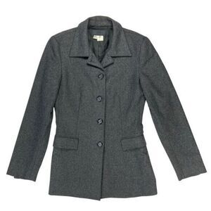 Zara Wool Pea Coat Womens 6 Charcoal Grey Button Front Classic Car Winter Jacket